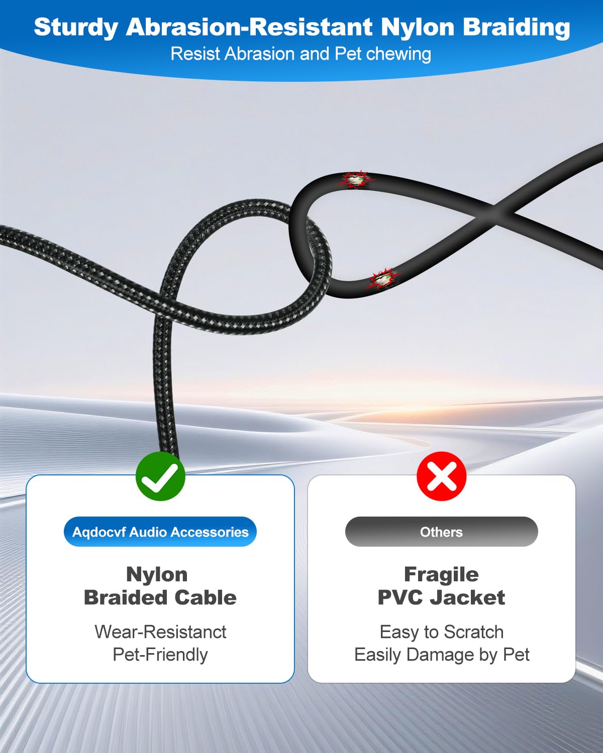 2-Pack 1/4 Inch TRS Instrument Cable 10FT, Premium TRS Cable-Noise Free and Long-Lasting Stereo 6.35 Balanced Interconnect Line for Electric Guitar, Bass, Keyboard, Speaker, Mixer, Amplifier - Image 6