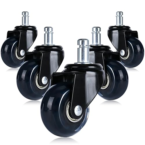 Ruedas giratorias para silla de oficina, ruedas dobles de 2 pulgadas, juego de 5 ruedas giratorias de goma silenciosa de repuesto resistentes para