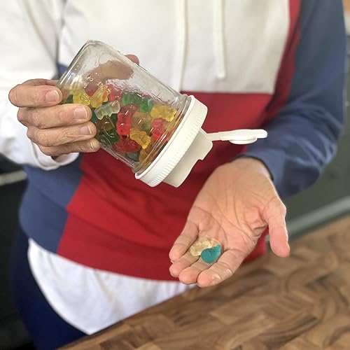 Vista 5 de Jarware 82689 Tapa de tarro Mason con boquilla blanca con y sin asa, boca ancha, juego de 2 Blanco