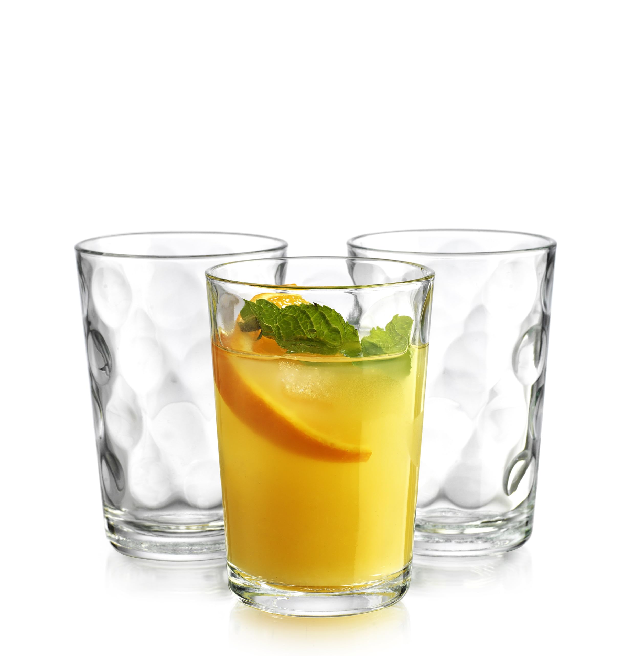 Home Essentials Drinking Glasses Set of 10 Juice Glass Cups, 7 oz Glassware, Inner Circular Lensed Small Glasses. Ideal for Juice, Milk, Water; Dishwasher Safe.