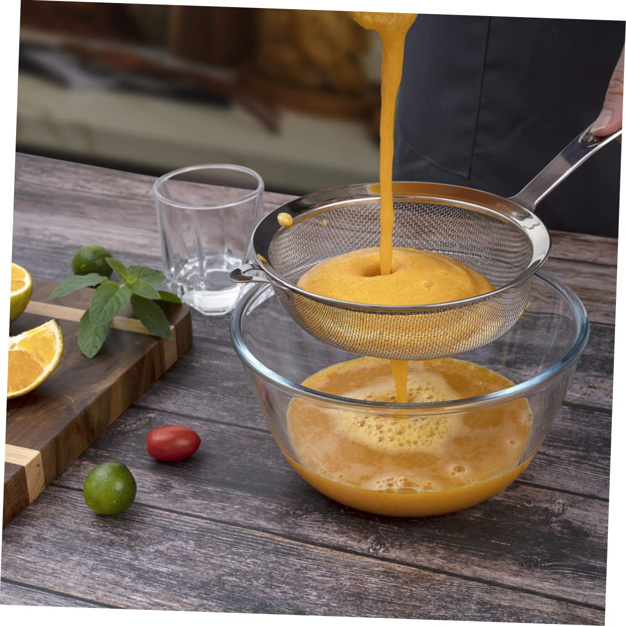 3 pezzi Setaccio per farina manuale Setaccio da cucina a maglia fine sopra il lavello Scolapasta in acciaio inossidabile Setaccio a maglie per pasta Farina Polpa Fi Forniture da cucina in acciaio ino