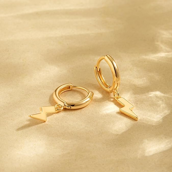 FETTERO 14K Gold Plated Earrings Dangle Drop Hoop Earrings for Women Dainty Hypoallergenic Earrings Delicate Boho Earring Jewelry
