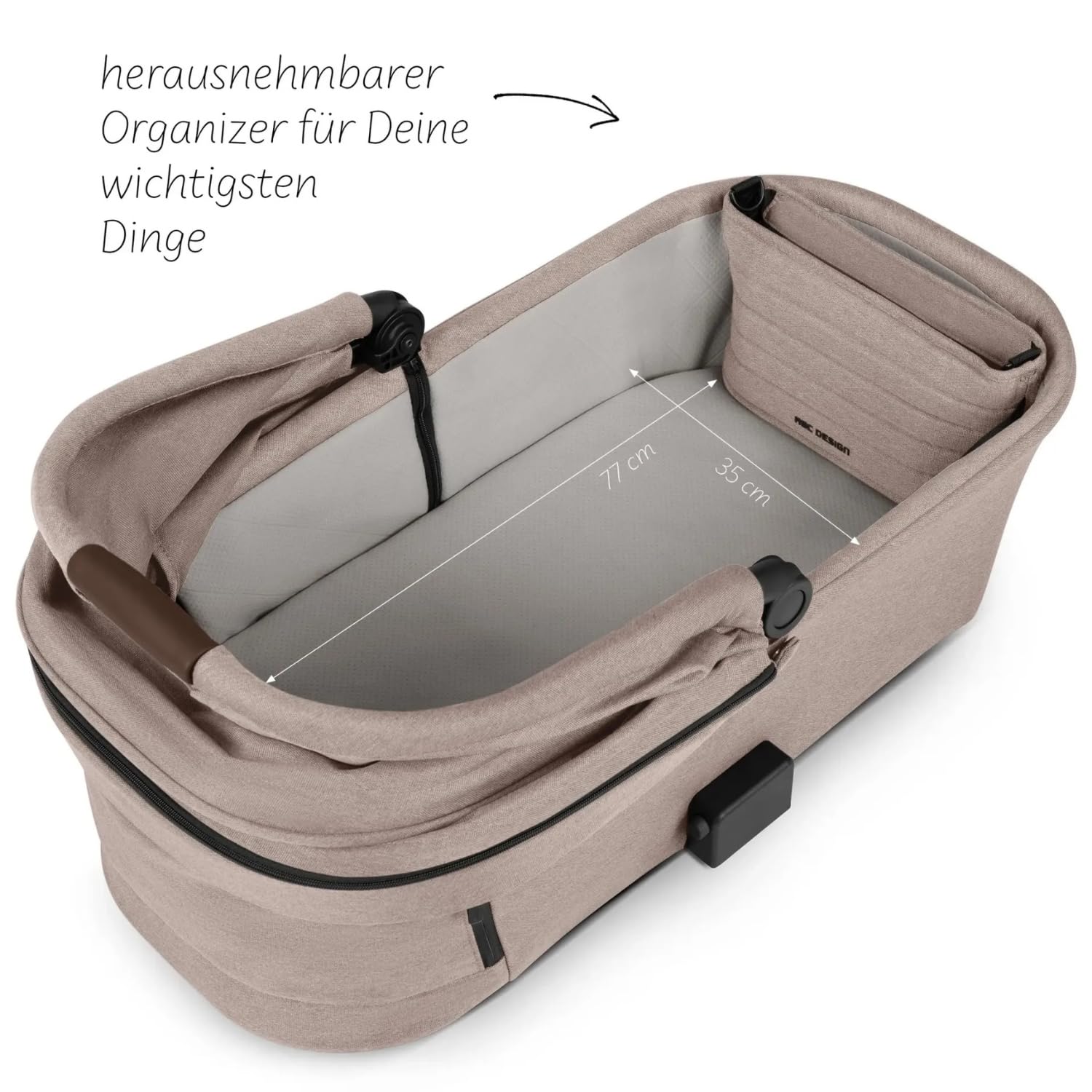 ABC Design Tragewanne für Samba, Salsa Run & Zoom – Babywanne ab Geburt mit CozyCloud® Matratze, faltbar, großes Verdeck & Belüftungsfenster – Kinderwagenaufsatz - Camel