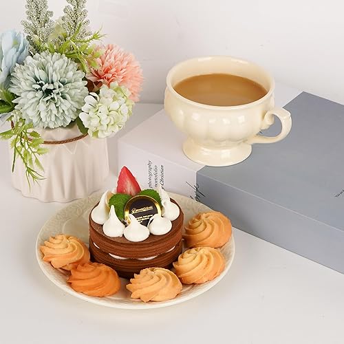 Miniatura 8 de Juego de taza de café y platillo de cerámica, taza de té de porcelana con diseño de calabaza vintage para expreso, latte, leche, elegante taza de