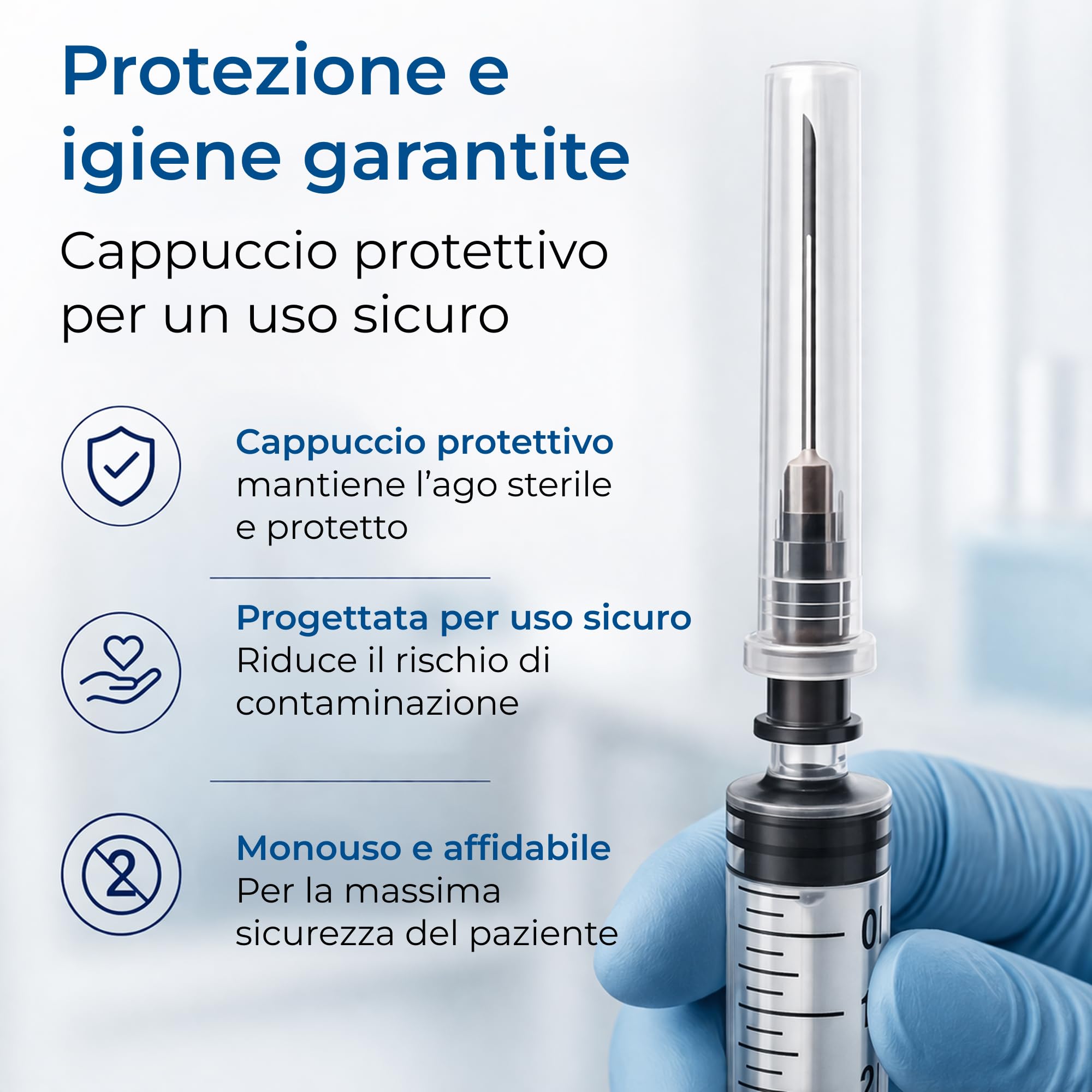 Siringhe con ago e tappo | 5ml - 100 pz | per dosaggio preciso di liquidi | Siringa graduata trasparente per uso tecnico e hobbistico