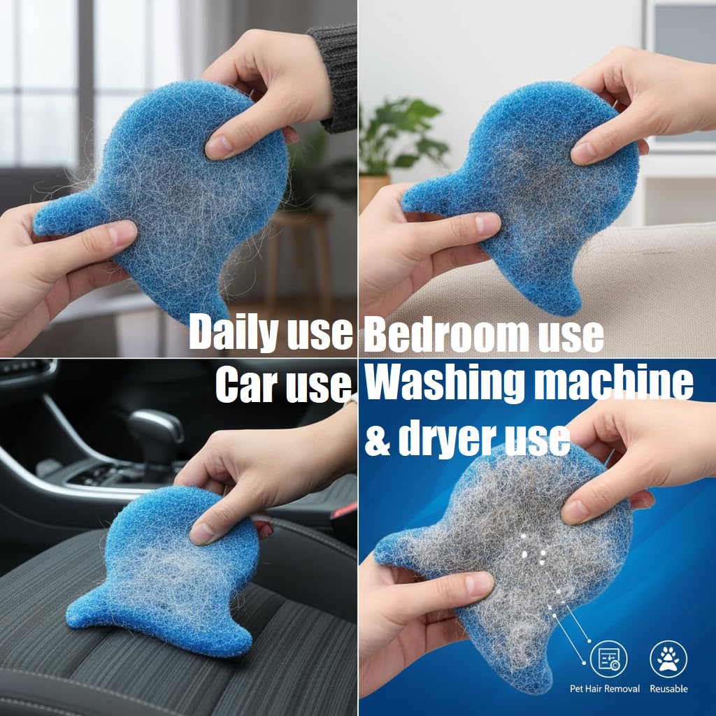 Reusable Pet Hair Remover for Laundry – 10-Pack Hair Lint Catcher for Washing Machine & Dryer, Effectively Removes Pet Hair from Clothes, Bedding & All Fabrics (White & Blue) — view 5