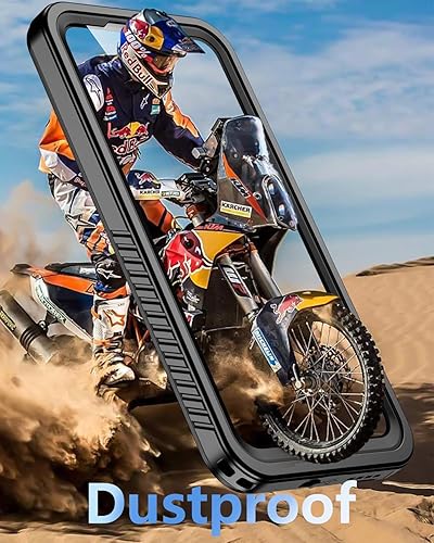 Vista 64 de Oterkin Funda impermeable para Samsung Galaxy S21 con protector de pantalla integrado, a prueba de polvo, a prueba de golpes, 360, carcasa Negro