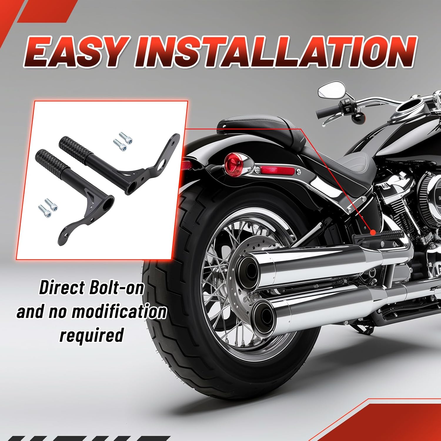 HECASA Passenger Crash Bar Foot Pegs Compatible with 2018-2024 Harley-Davidson Street Bob FXBB / 114 FXBBS Softail Standard FXST Black Rear Highway Engine Gurad Fame Slider