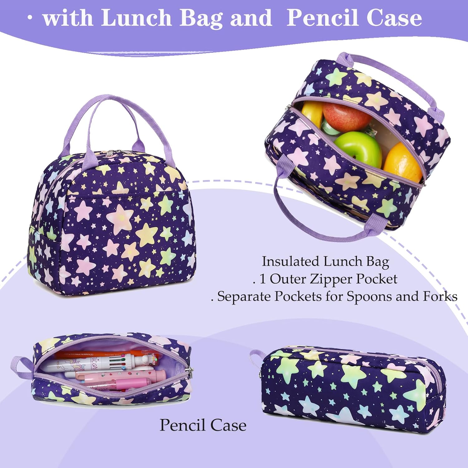 Backpack Unicorn for Girls School Preschool Backpack for Girls 3 IN 1 School Bookpack Set with Lunch Bag Pencil Bag - Image 7