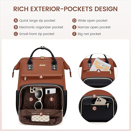 Miniatura 132 de LOVEVOOK Mochila para laptop para mujer, mochila para mujer a la moda, Negro, 15.6 pulgadas