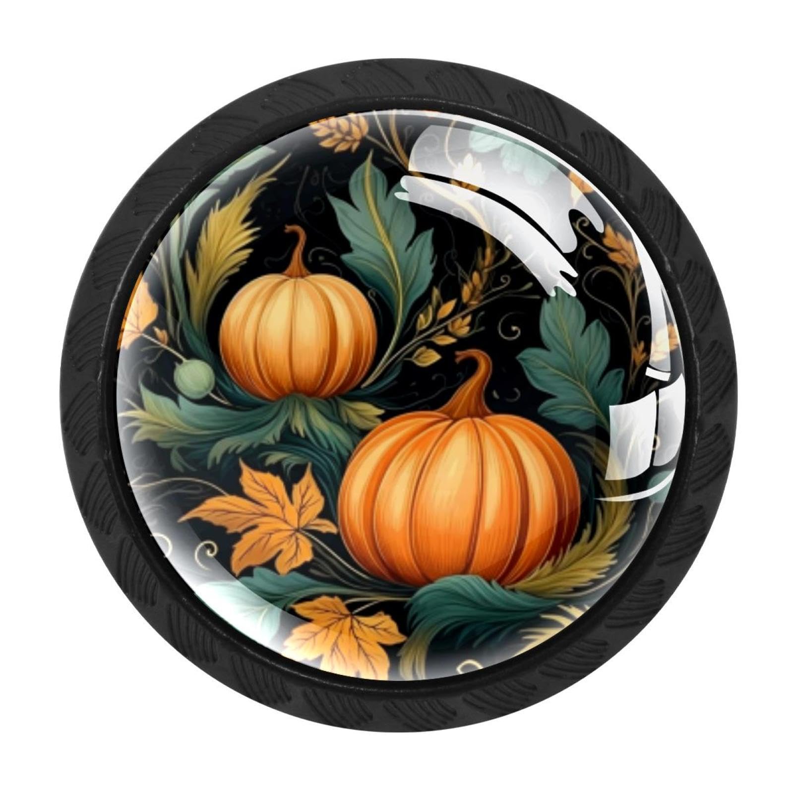 CHENZZZZ 4 Pack Cabinet Handles Black Thanksgiving Pumpkin Cabinet Knobs Draw