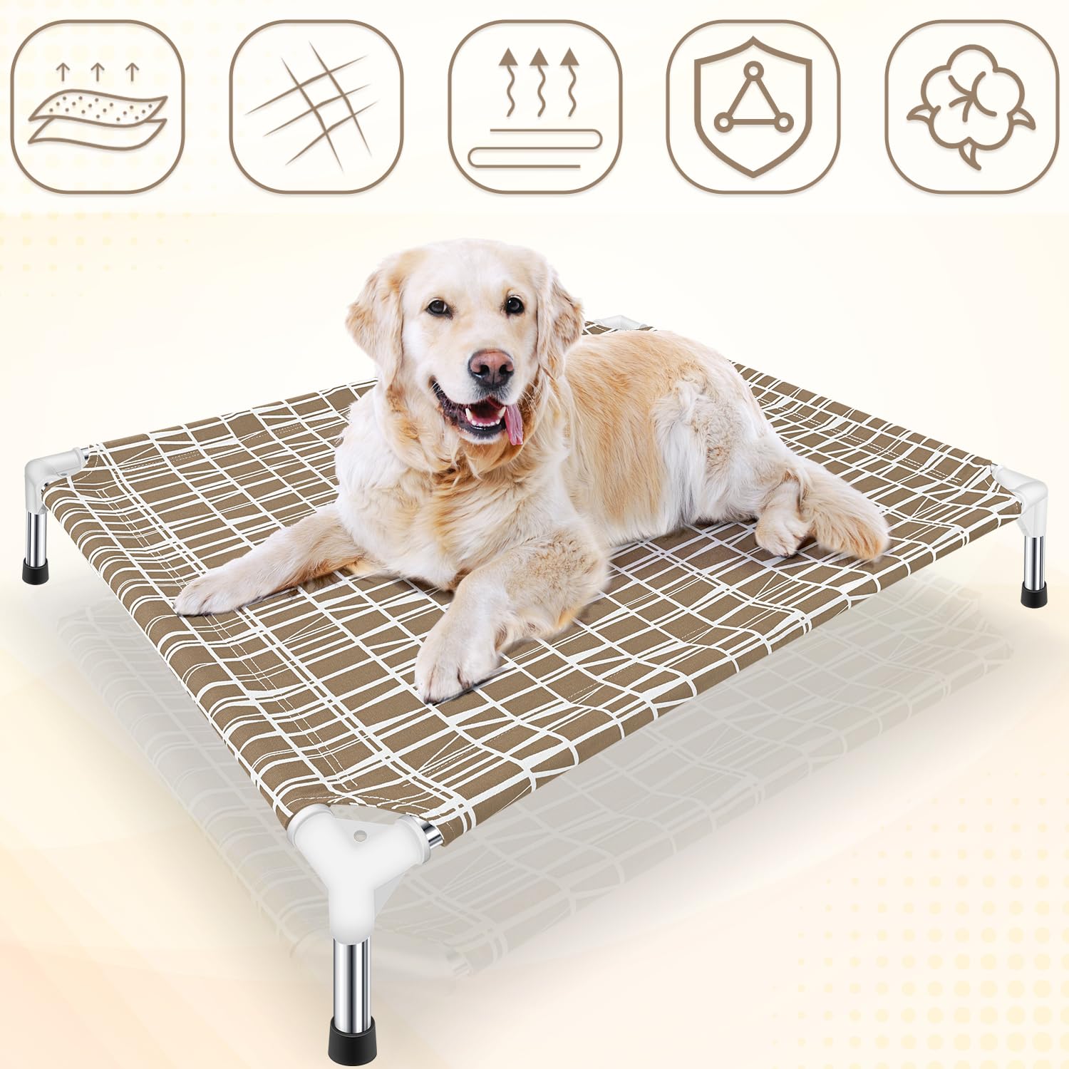 Dopliv Elevated Dog Bed - Raised Pet Cot, Medium Size, Portable Indoor & Outdoor Dog cot Bed, Soft and Comfortable, Pet Bed for Camping or Beach, Medium