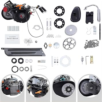 100cc Bicycle Engine Kit, 2 Stroke/4 Stroke Bike Motor Kit, Single Cylinder Bicycle Engine Motor Kit Air-Cooling Modified Full Set Petrol Gas Motor Conversion Kit