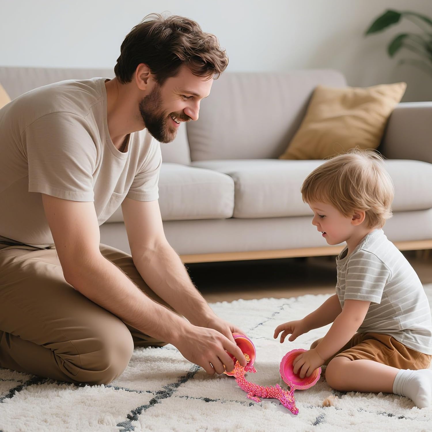 3D Printed Dragon Egg with Dragon Inside, 12'' Full Articulated Crystal Dragon in Egg Desk Toys, Adults Fidget Animals Toys for Autism ADHD Gift（Laser Red）