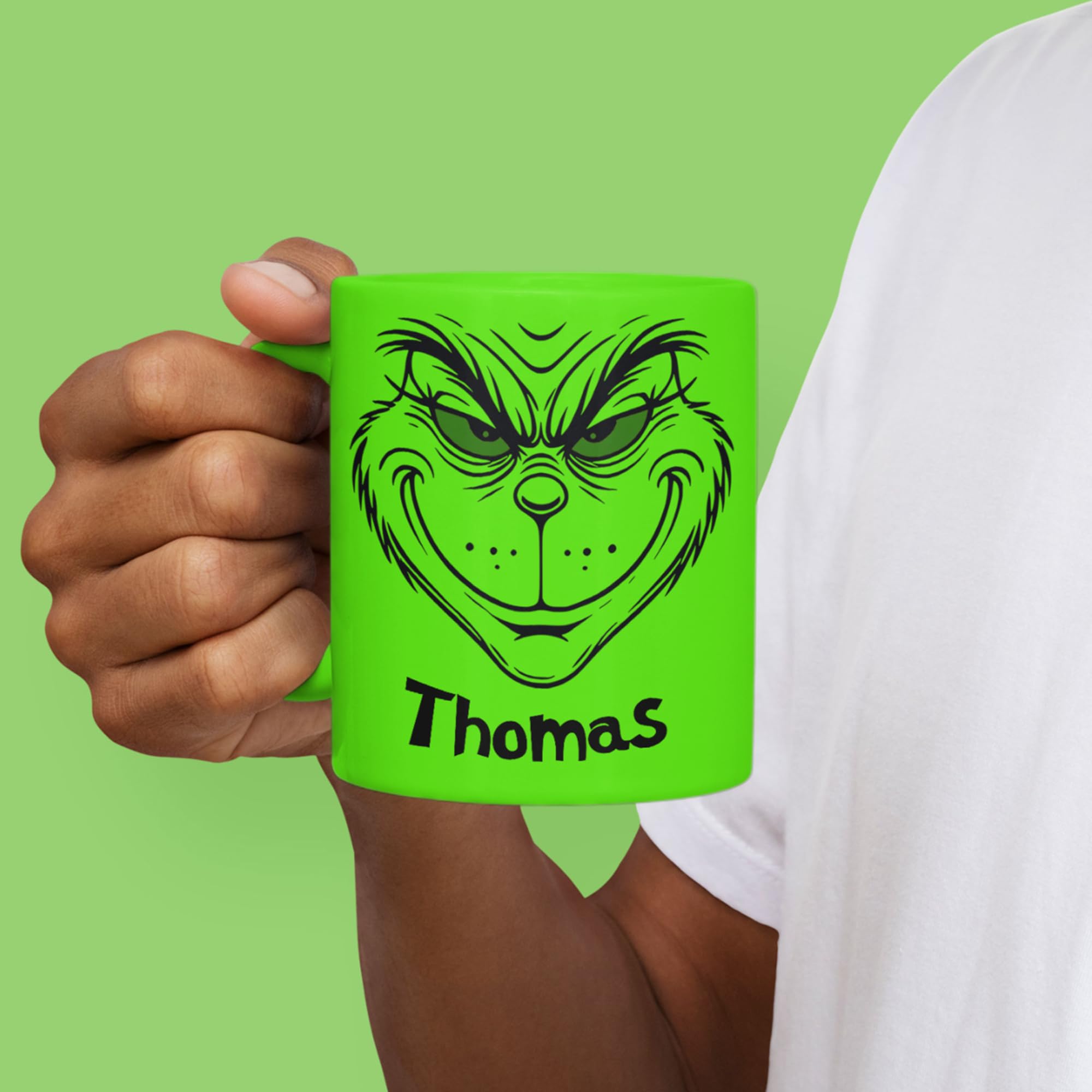 Grinch Tasse Mit Namen Personalisiert – Lustige Anti-Weihnachten Tasse Grün | Weihnachtsgeschenk, Wichtelgeschenk