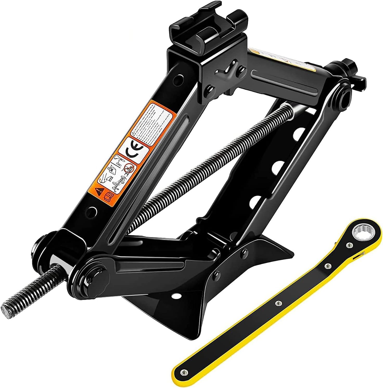 GAsupply Cric per auto auto, SUV, MPV, cric a forbice in acciaio di qualità, portata 2 tonnellate, 2t con sollevatore per auto in 1 chiave a cricchetto universale, con custodia (nero) (SJ20)