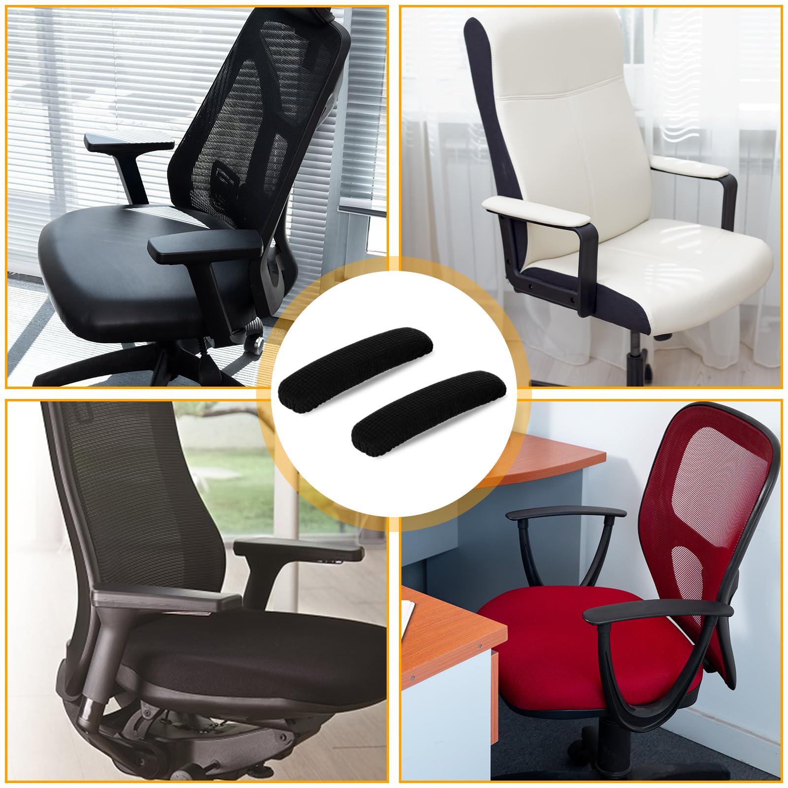 Copribraccioli Per Sedia Da Ufficio - 2 Pezzi, Poliestere Lavabile, Grigio Scuro