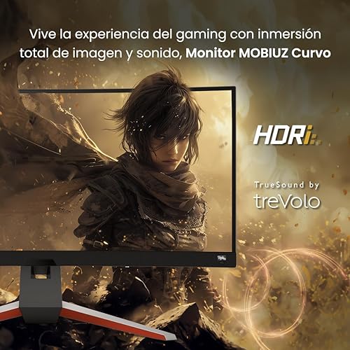 Vista 25 de BenQ Mobiuz EX2710R QHD 1440p VA 1000R 165 Hz Monitor curvo de computadora para juegos con altavoces duales y subwoofer, optimizador