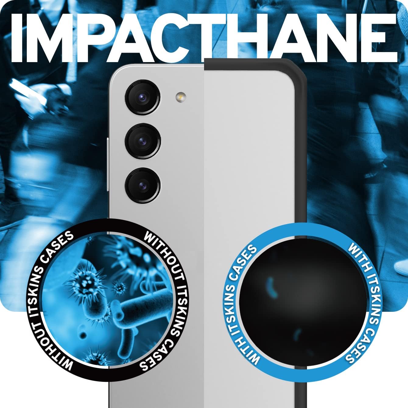 ITSKINS Hybrid R // Solid Protective Phone Case Compatible with Samsung Galaxy S23, Slim Hybrid Case, Shockproof Cover, Anti-Yellowing, and Military Grade Phone Case - Plain Black & Transparent