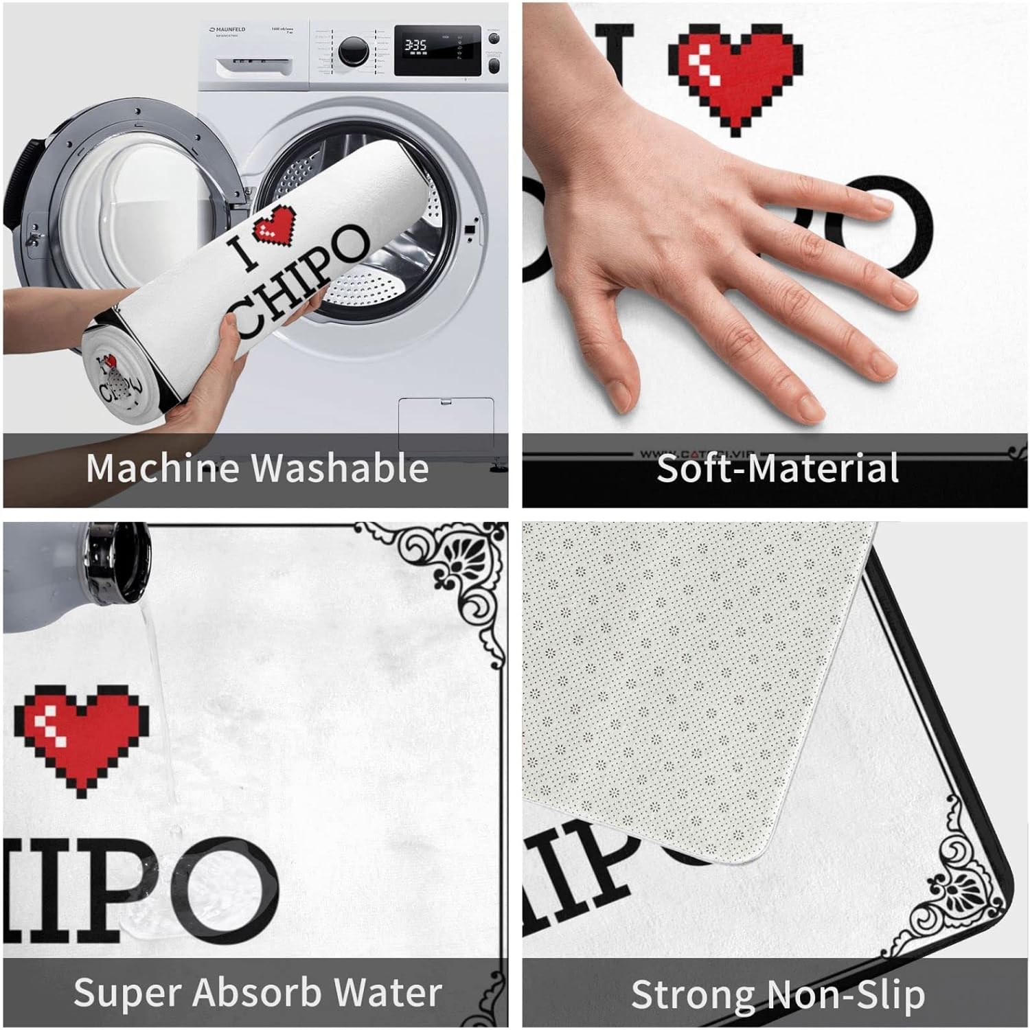 Outdoor Front Door Rug I Love Chipo Doormat Outdoor Floor Mat Bathroom Rug Sets (Color : Colour, Size : 65X90CM)