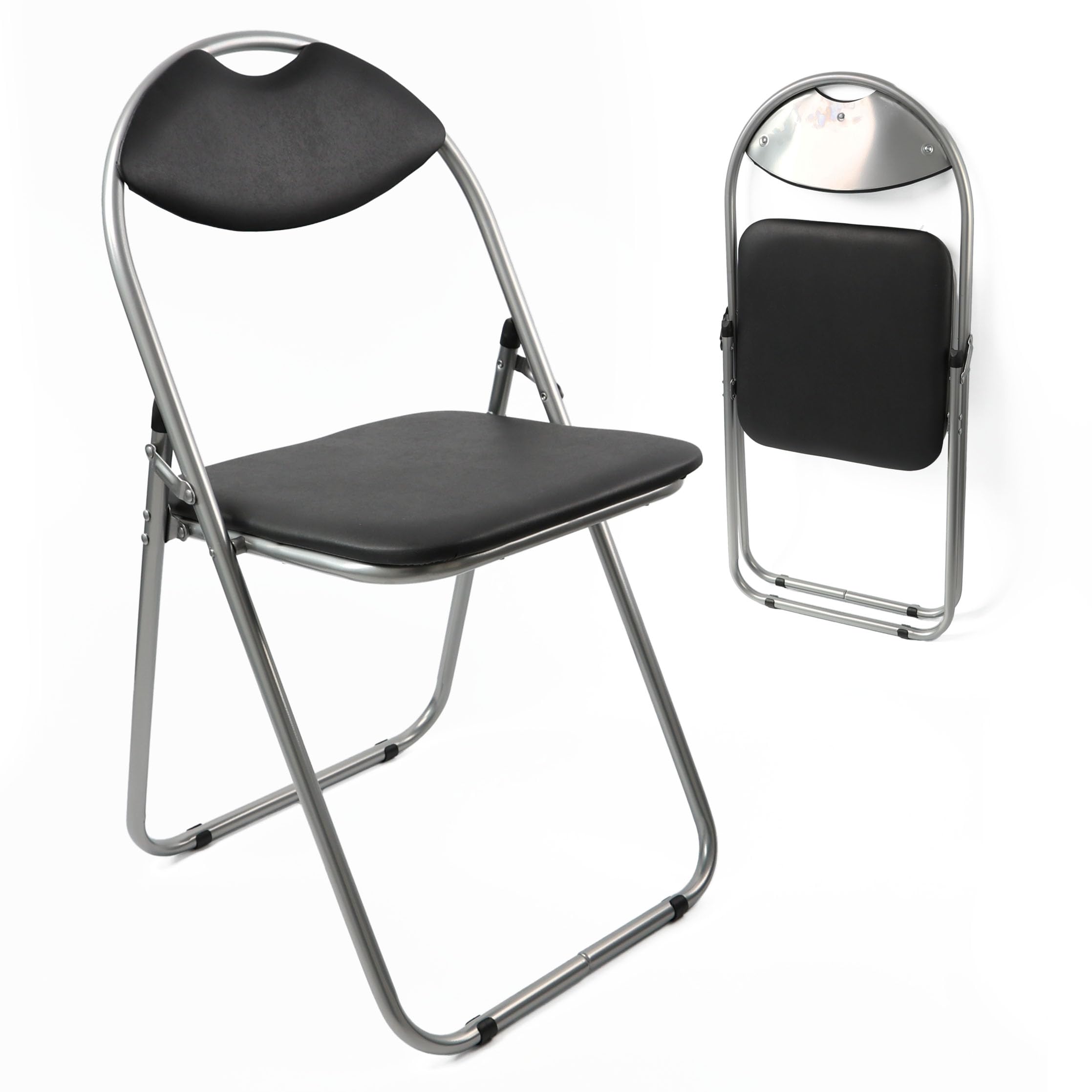 DIVCHI Paris Faux Leather Chair | Folds Up For Storage | Comfy And Durable | Realistic and Fashionable | Black Colour — image 1