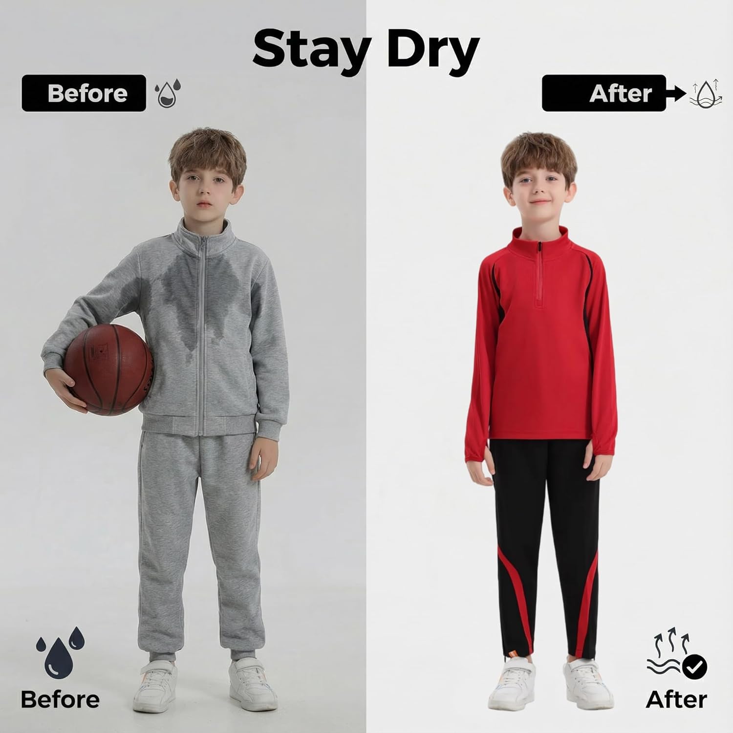 Boys Tracksuit 2 Piece Quarter Zip Long Sleeve Jersey & Pants Athletic Set