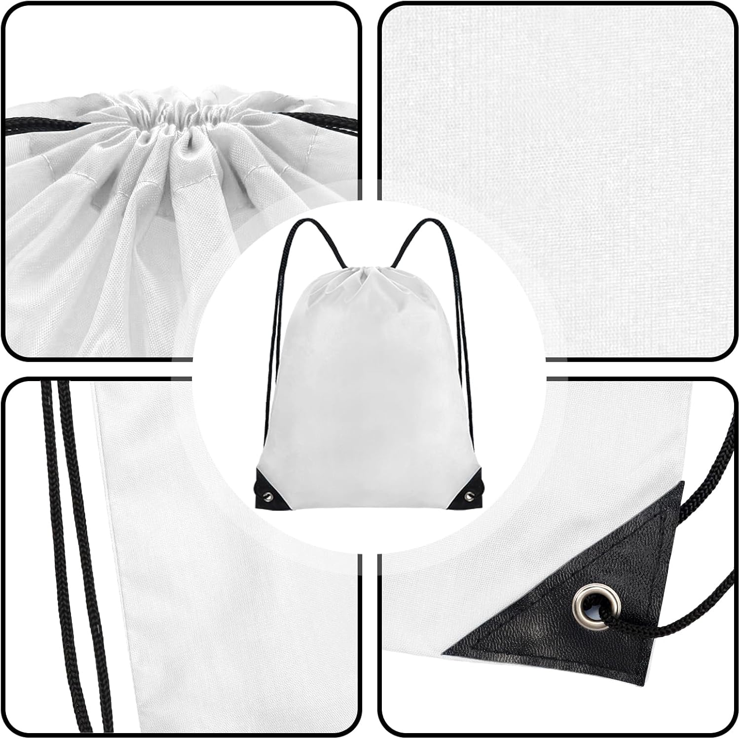 Drawstring Backpack Bulk 42 Pcs String Backpack Drawstring Bags Cinch Bag Sackpack for Men Women Gym (White) - Image 3