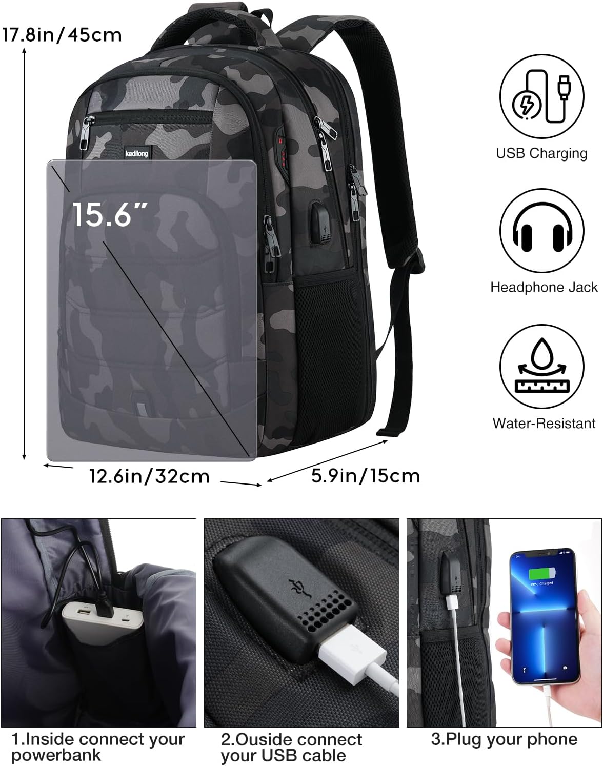 Travel Laptop Backpack for Men Business Anti Theft,School Backpack Bookbag College for Boys Fits 15.6 Inch Notebook