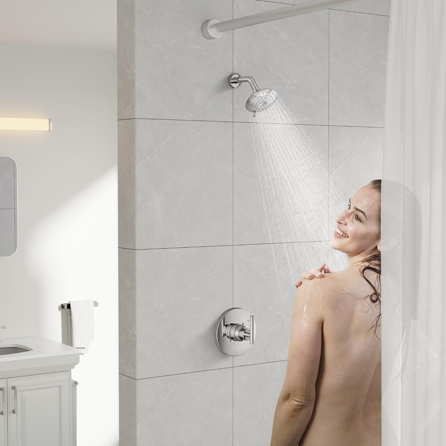 Replacement for Delta Trinsic 14 Series Single-Function Shower Valve Trim Kit, Shower Handle, Chrome Shower Trim Kit T14059 (Cartridge and Valve Not Included)