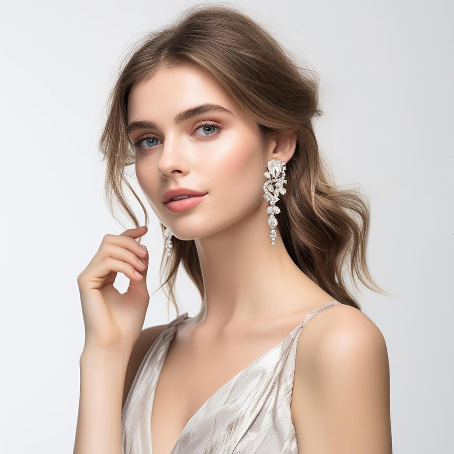Fashion Rhinestone Statement Drop Dangle Earrings Long Colorful Crystal Bridal Wedding Teardrop Chandelier Earrings for Women Prom Pageant - Image 2