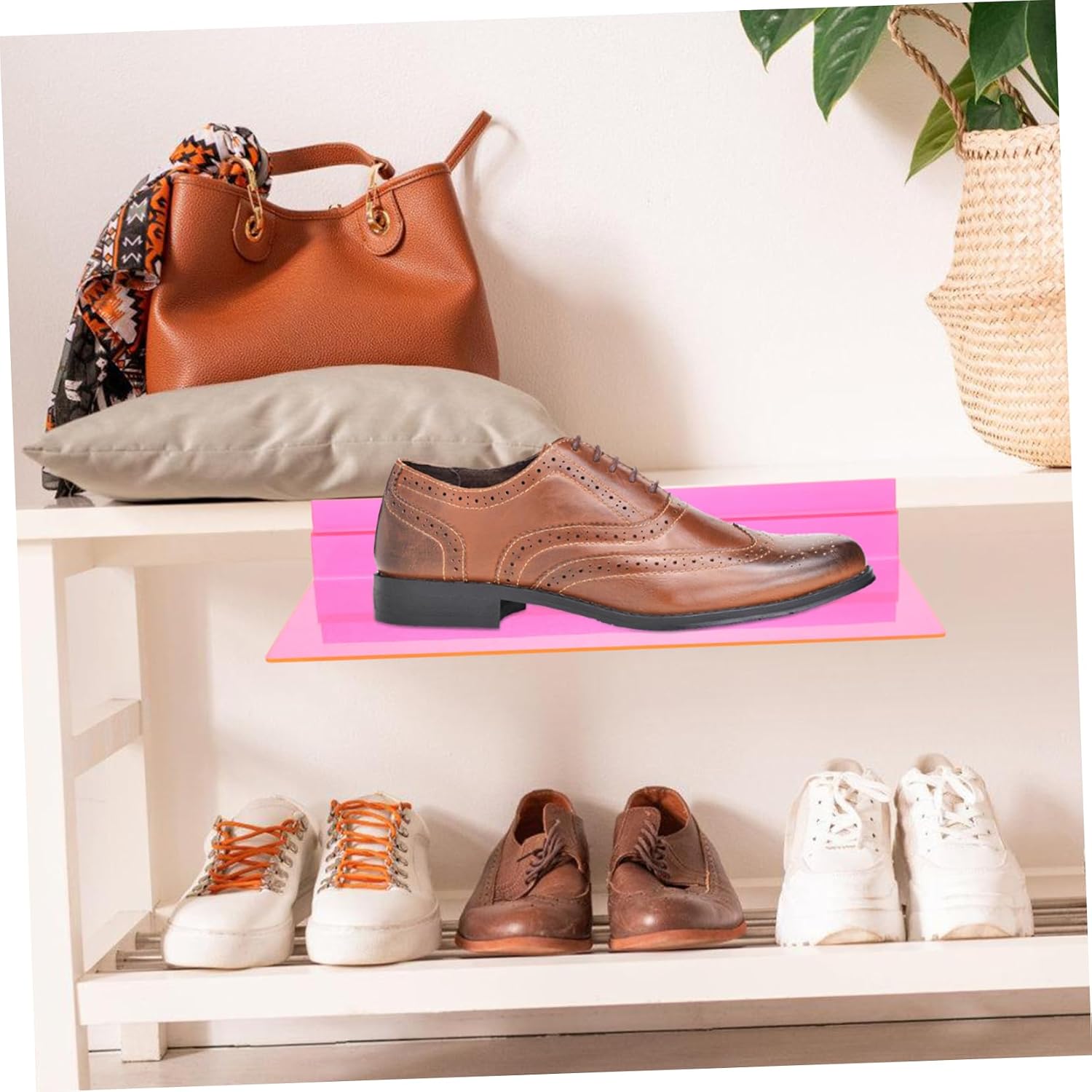 PRETYZOOM 6pcs Modern Shoe Shelves Lightweight Plastic Display Racks for Sneaker Storage Easy Installation for Living Room Bedroom Hallway Use Strong Load-bearing Capacity for Various Shoe