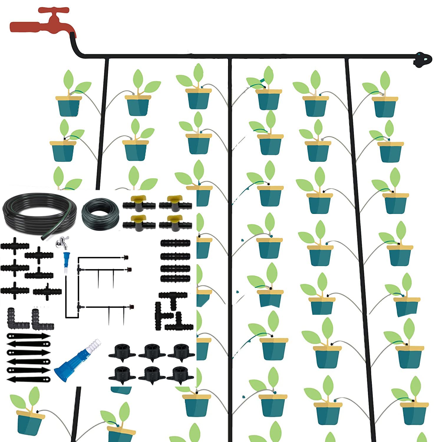 TECHHARK® 100% Linkage Proof Accurate Watering System in Gardens or Farming Drip Irrigation Kit, Slow Water Flow As Per Plant Requirement (40 Plant Kit) (B09VYWWJ4C) Amazon Price History, Amazon Price Tracker