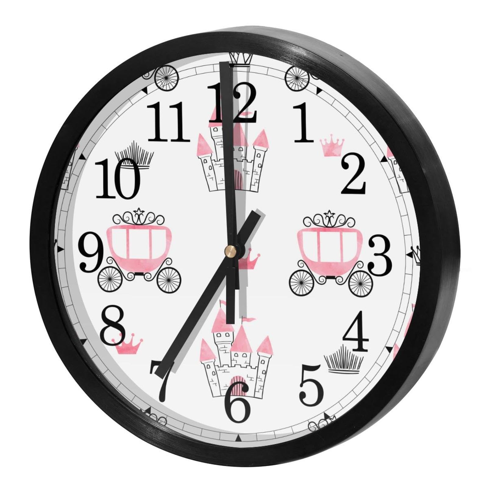 Horloge murale pour maison et cuisine sans bruit de tic-tac style princesse