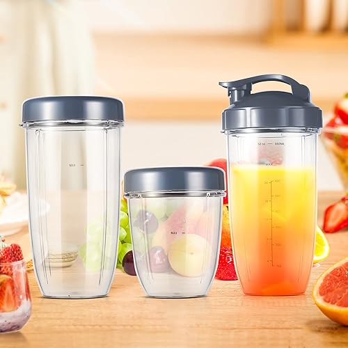 Miniatura 6 de Kit de taza de repuesto – 18oz corto, 24oz de alto, 32oz colosal con tapa abatible para llevar y tapa resellable Stay-Fresh – Compatible con