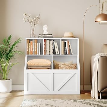 Kids Bookshelf and Toy Storage, Kids Toy Storage Organizer, White