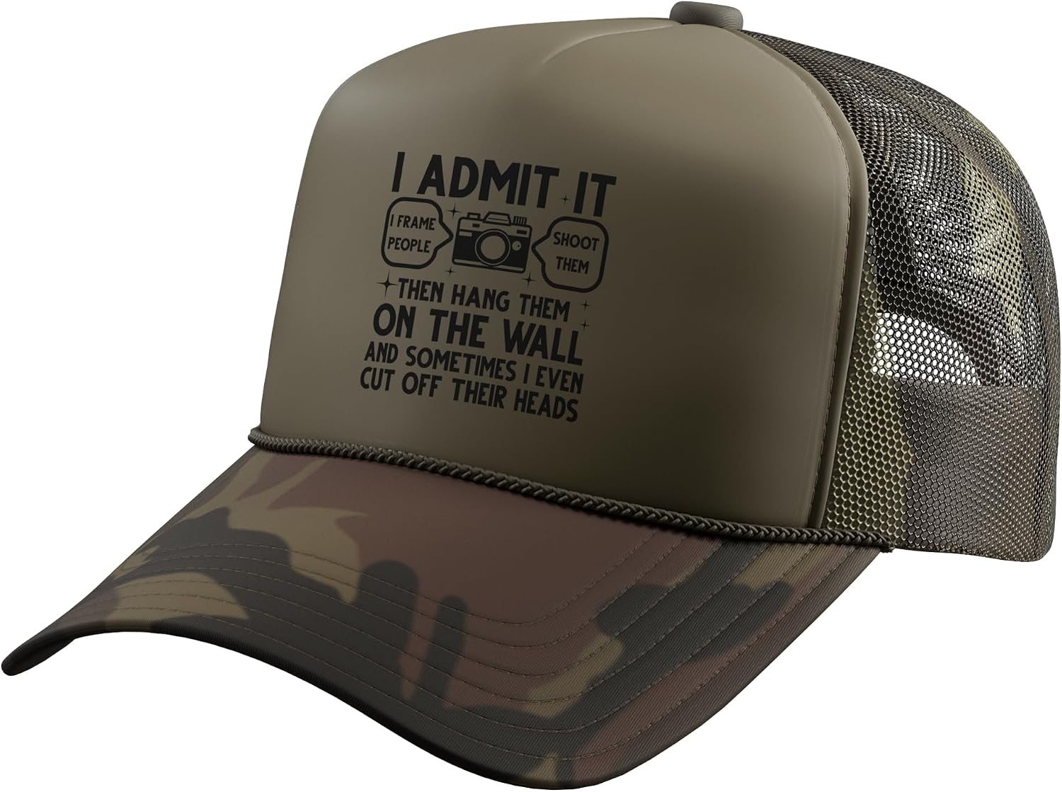 Cool Photographer Art Men Women Camera Photography Lovers Trucker Hat with Adjustable Mesh Back