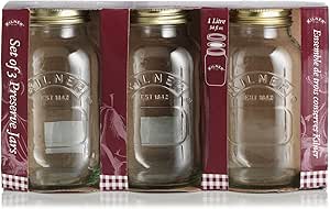 Kilner Ravenhead 1 Litre Preserve Jar, Sleeve of 3