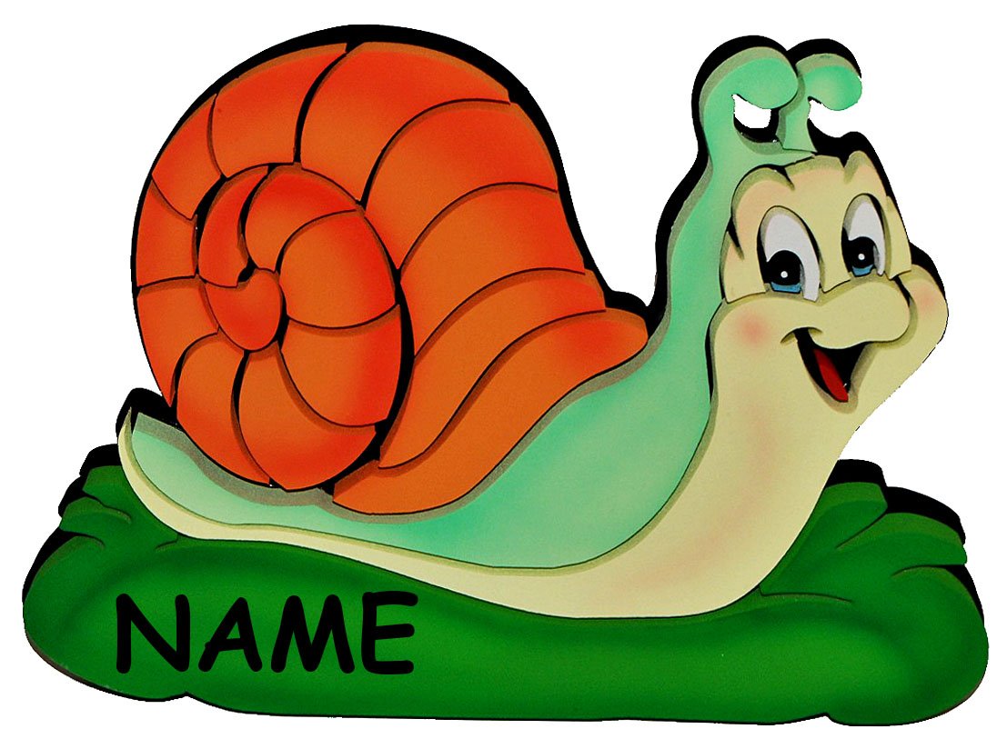 alles-meine.de GmbH 3-D Wandbild/Türschild/Wandtattoo - XL Schnecke Tier - Wetterfest - incl. Name - Bild Kinderzimmer Wandsticker Wanddeko Namensschild
