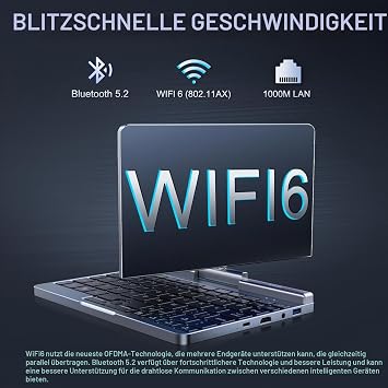 Mini Laptop 8 2-in-1 Win 11 N95 (3.4GHz) 12GB RAM 512GB SSD Touchscreen HD Illuminated Keyboard Wi-Fi 6 USB-C Lightweight PC for Work/Kids/School