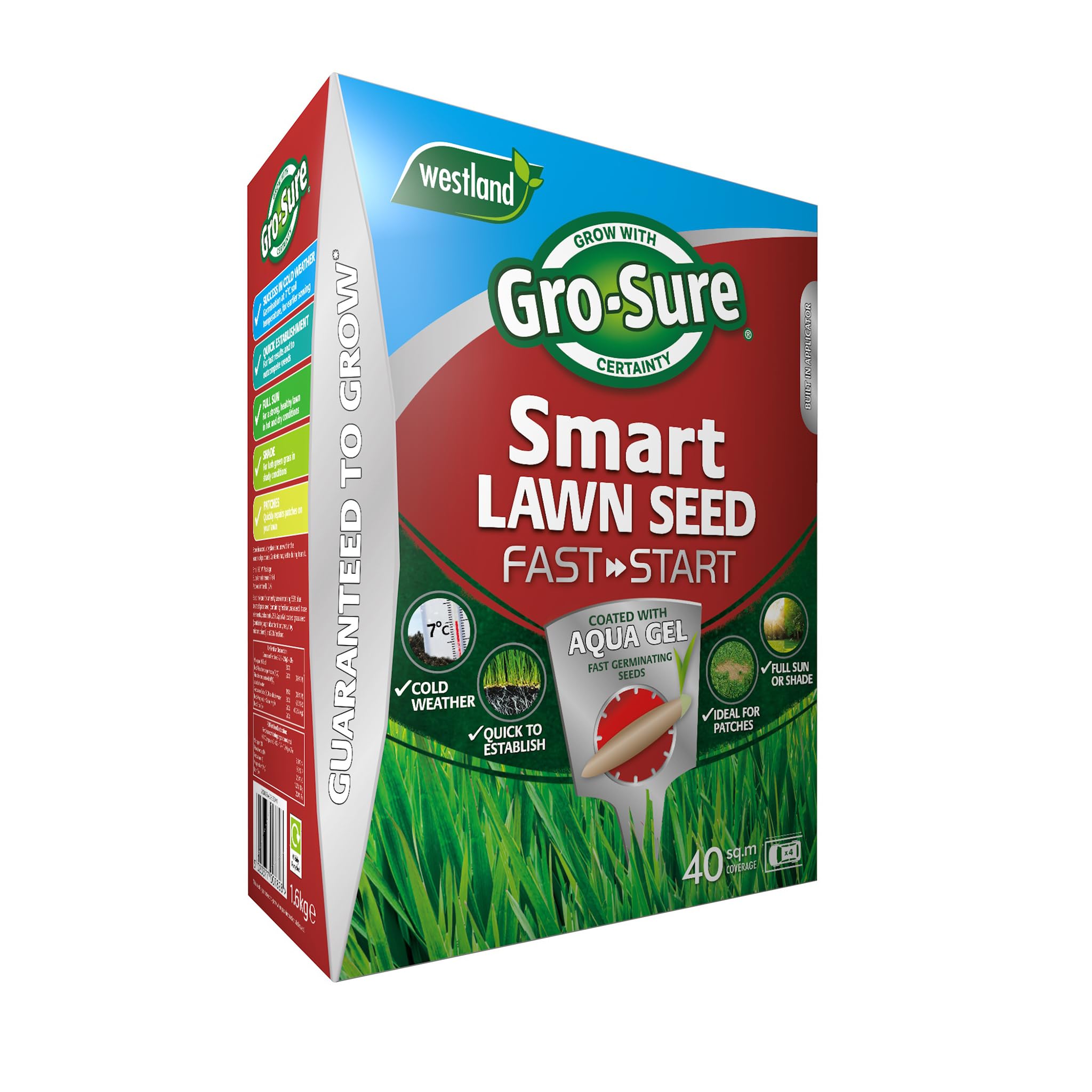Gro-Sure 20500254 Aqua Gel Coated Fast Start Smart Grass Lawn Seed, 25 m2, 1 kg - Blue — view 7