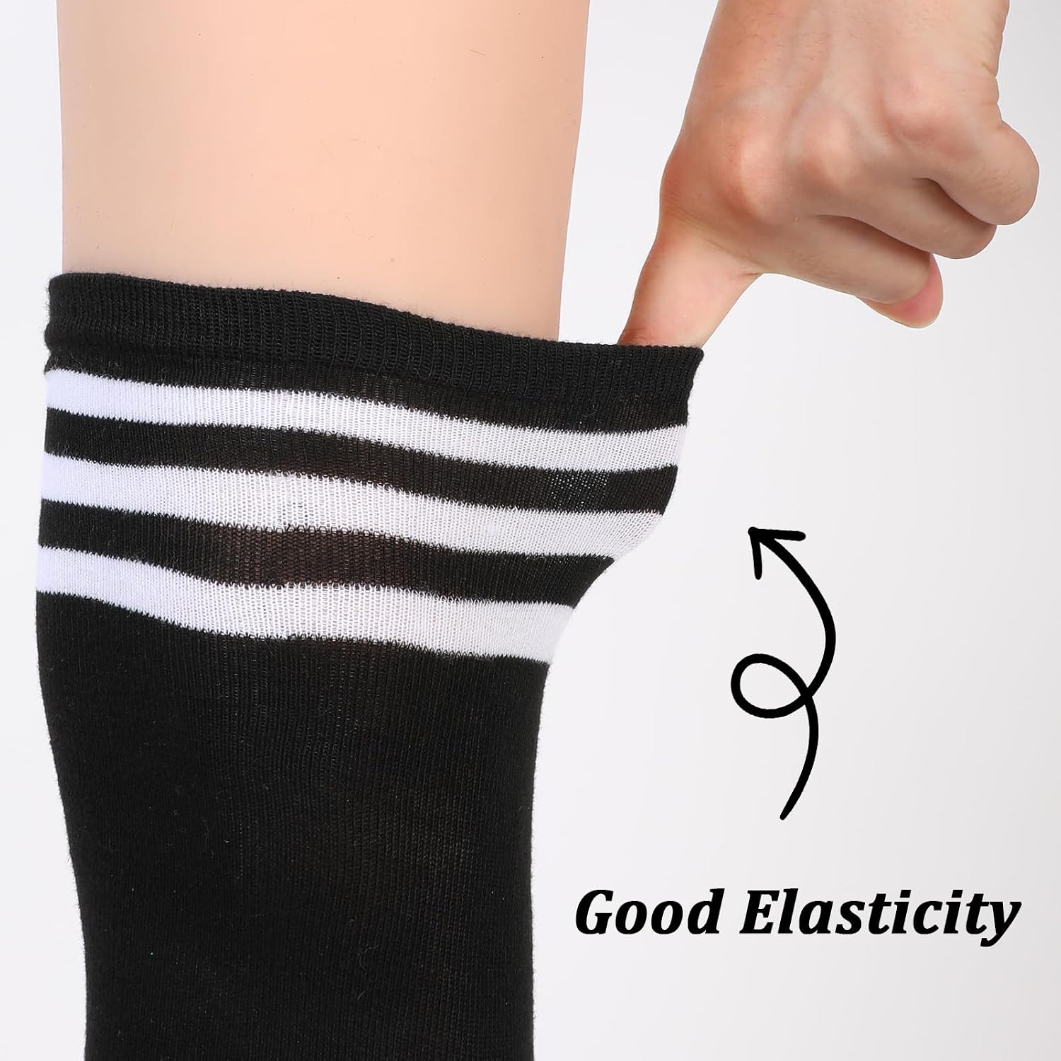 Sibba 2-Pack Extra Long High Thigh Socks Striped Over-Knee Thin Tights, Black White Y2K Leg Warmers for Women, Soft Skin-Friendly Stockings for Dresses, Daily Use, Fall Winter Hosiery