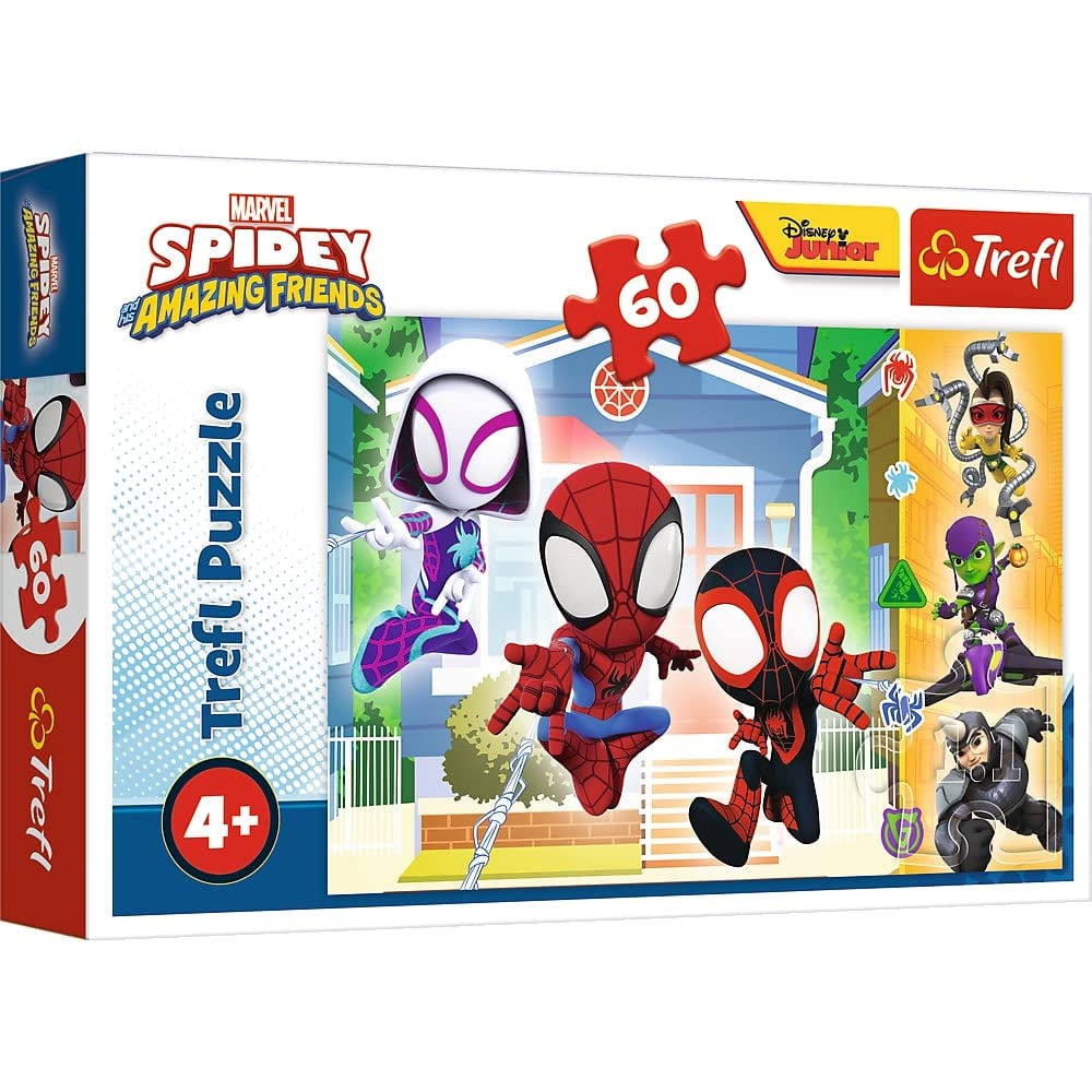 Trefl Spidey 60 Piece Jigsaw Puzzles For Kids - Spiderman Puzzle For Children Easy Hold - For Ages 4+