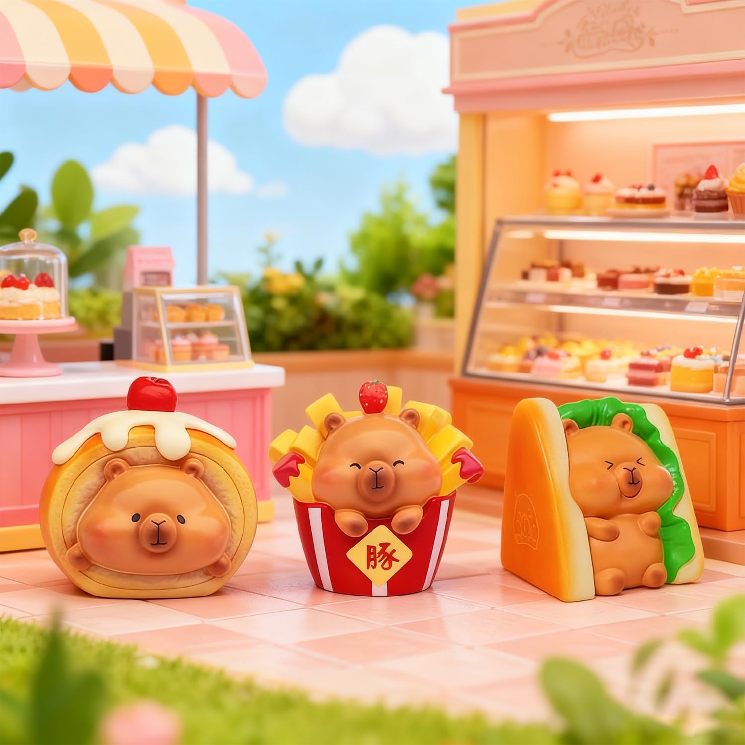 Capybara Dessert Story Blind Box Figures, Random Design Action Figures Collectible Toys Home Decorations, Holiday Birthday Gifts for Girls and Boys, Single Box