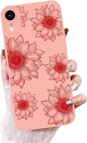 OOK Funda floral para iPhone XR, bonito diseño de flores florales de girasol, TPU suave, a prueba de golpes, para mujeres y niñas, funda delgada