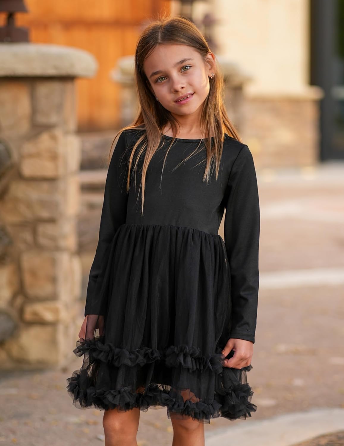 Arshiner Girls Tutu Dresses Toddler Fall Winter Long Sleeve Fluffy Tulle Party Dress for Kids 3-8Y - Image 4