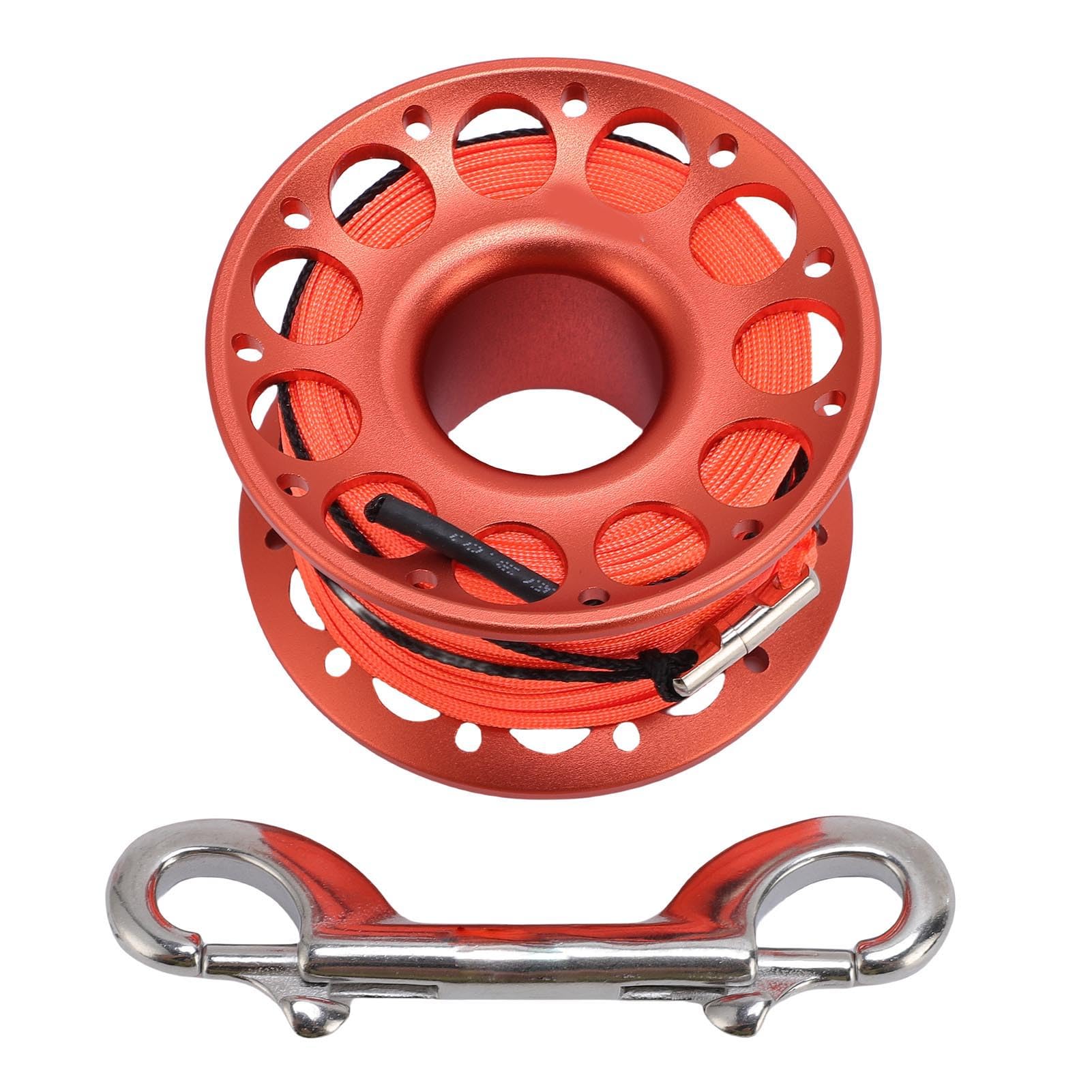 Bobine de Plongée sous Marine avec Double Crochet, 30 mètres Bobine Doigt Aluminium Aviation pour Sécurité Plongée, Opérations Maritimes et Activités Subaquatiques