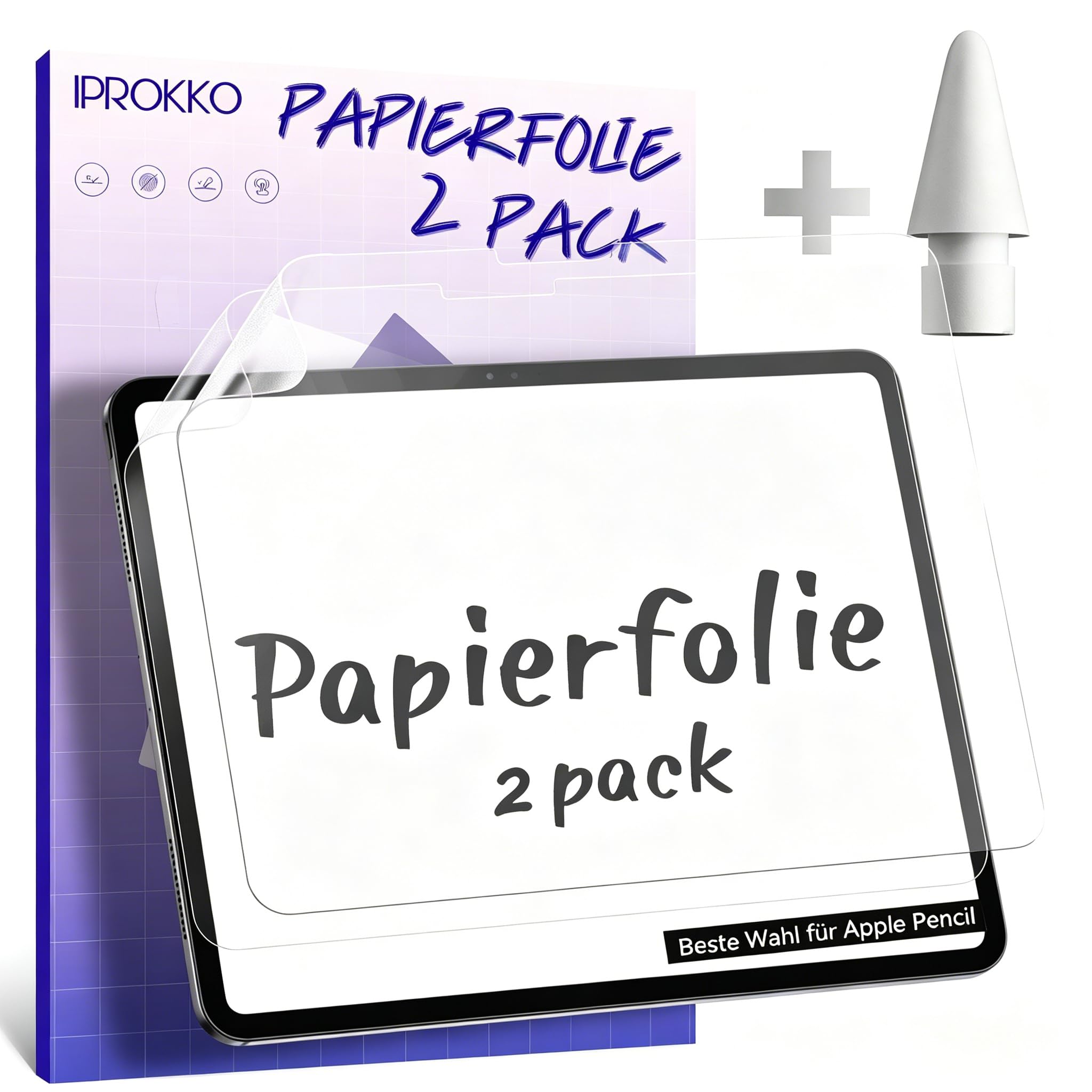 2 Stück Like Paper Folie Kompatibel mit iPad 10. Gen 10,9 Zoll 2022/iPad 11. Gen(A16) 11 Zoll 2025, Matte Papierfolie Papier Bildschirmschutz Schutzfolie Film Screen Protector for Zeichnen, Schreibe