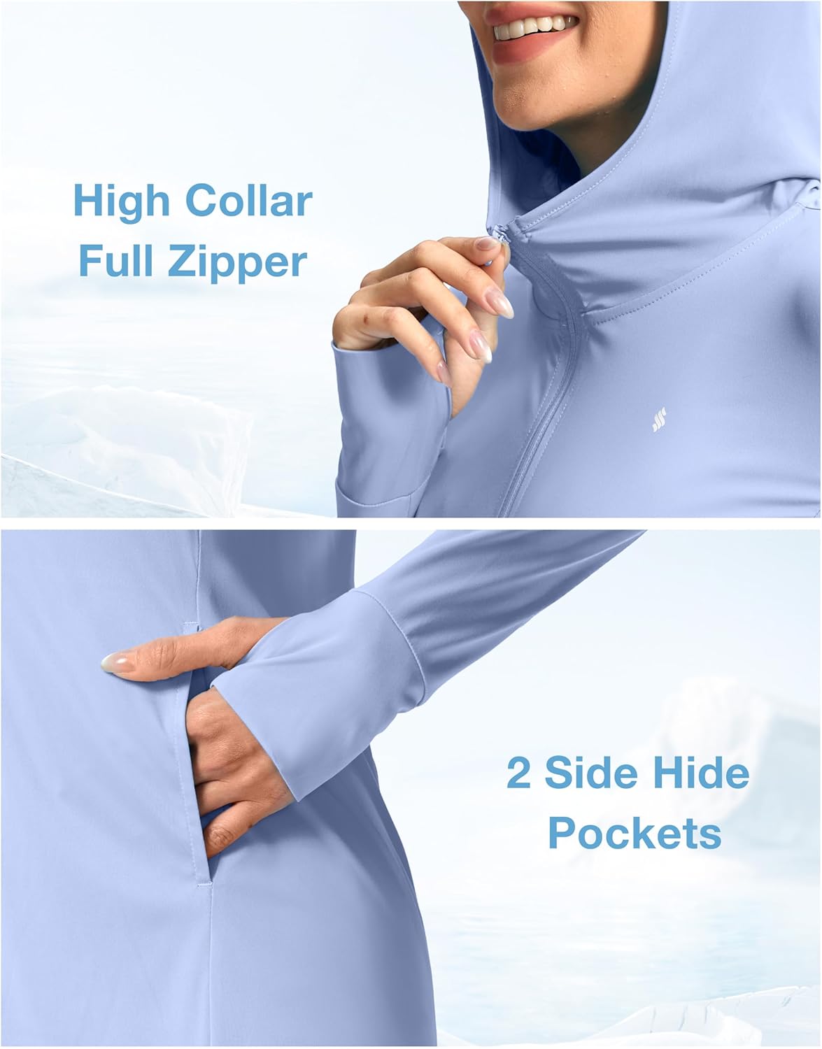 Soothfeel Women's UPF 50+ Swim Cover Up Sun Protection Hoodie SPF Lightweight Jacket Long Sleeve Beach Cover Ups for Women - Image 6