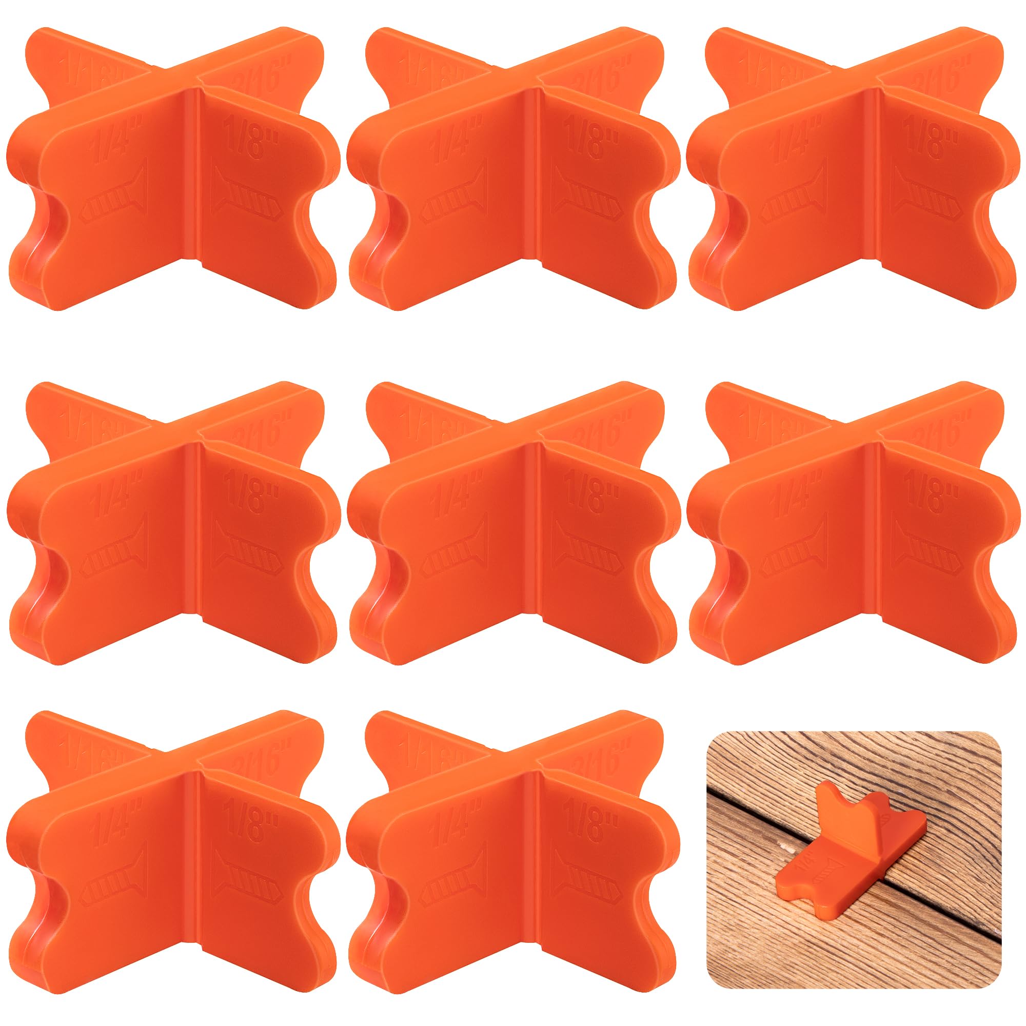 8 Pcs ABS Deck Spacer Tool, 4 Thicknesses Orange Deck Board Spacers