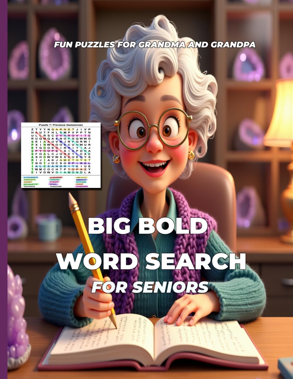 Big Bold Word Search For Seniors: 100 Large Print Puzzles — Discover the Dazzling World of Diamonds, Crystals, Healing Stones and Precious Gems